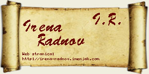 Irena Radnov vizit kartica